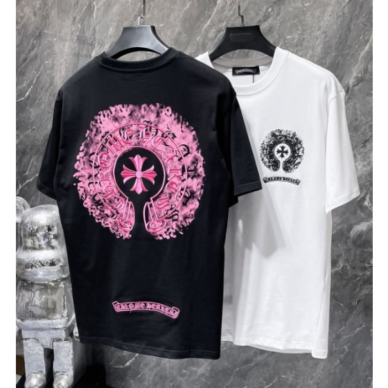 Chrome Hearts Pink Spray-Paint Horseshoe Tee